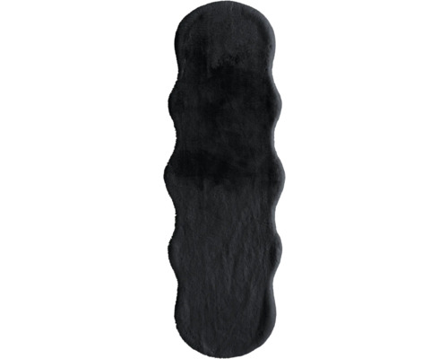 Umelá kožušina Romance Shape čierna 55x160 cm Čierny koberec z ovčej kože