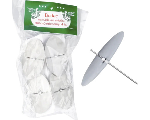 Svietnik kov 4ks 60mm so zápichom strieborny Strieborné držiaky na sviečky, 4 kusy