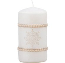 Dekoratívna stĺpová sviečka s motívom snehovej vločky