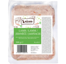 Balenie doplnkového krmiva pre psov s jahňacím mäsom, zeleninou a kosťami, 500 gramov