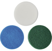 Tri čistiace podložky: leštiaca podložka, čistiaca podložka, abrazívna podložka