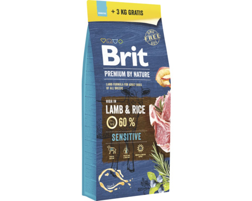 Brit Premium by Nature suché krmivo s jahňacím a ryžou pre citlivé dospelé psy