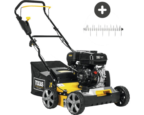 Vertikutátor TEXAS Pro Cut 400TG benzínový prevzdušňovač trávnika Prevzdušňovač trávnika Texas s košom a vertikutačným valcom