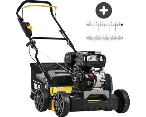 Vertikutátor TEXAS Pro Cut 411TG 2v1 benzínový prevzdušňovač a odstraňovač machu Prevzdušňovač s košom a prevzdušňovacím valcom
