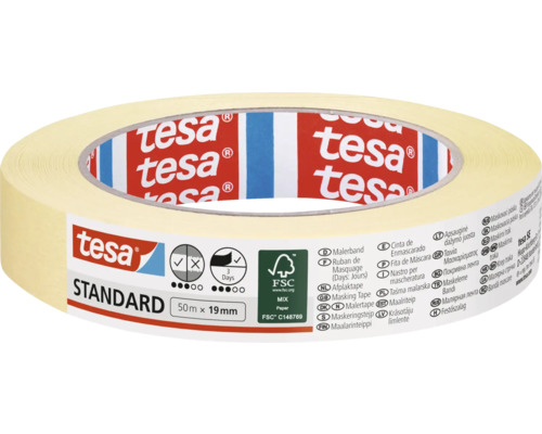Maskovacia páska Tesa Standard 50 m x 19 mm Tesa Standard maliarska krepová lepiaca páska, 50 m x 19 mm