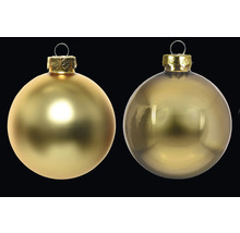 Dve zlaté vianočné gule na ozdobenie vianočného stromčeka