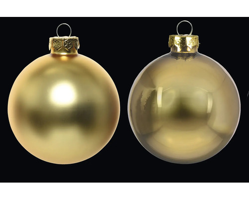 Dve zlaté vianočné gule na ozdobenie vianočného stromčeka