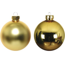Dve zlaté vianočné gule na zavesenie