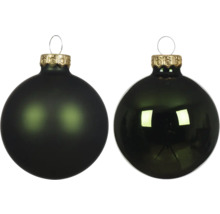 Dve zelené vianočné gule so zlatým závesom