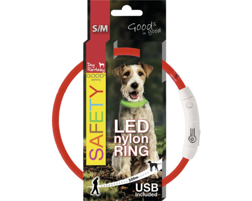 LED nylonový krúžok pre psov, veľkosť S/M, s USB pripojením