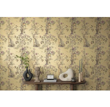 Dekoratívna tapeta s kvetinovým vzorom a stromami na dekoráciu stien.