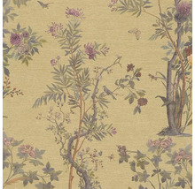 Tapeta so vzorom kvetov, stromov a vtákov