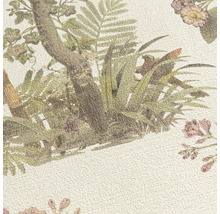 Tapeta so vzorom stromov, kvetov a vtákov