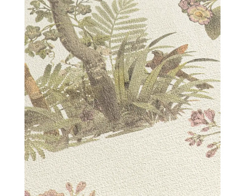 Tapeta so vzorom stromov, kvetov a vtákov