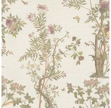 Tapeta s kvetinovým vzorom stromov, kvetov, vtákov a hmyzu