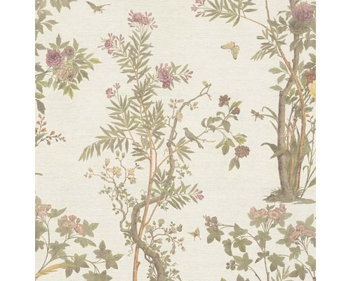 Vliesová tapeta History of Art 790433 Natur zelená modrá 10,05 x 0,53 m Tapeta s kvetinovým vzorom stromov, kvetov, vtákov a hmyzu