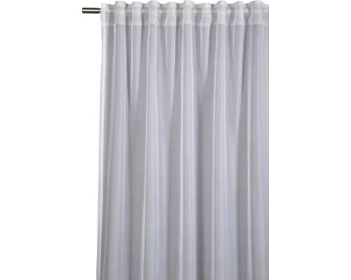Voálový záves s riasiacou páskou jednofarebný biely 175 x 140 cm Záclona so sťahovacou páskou zavesená na záclonovej tyči