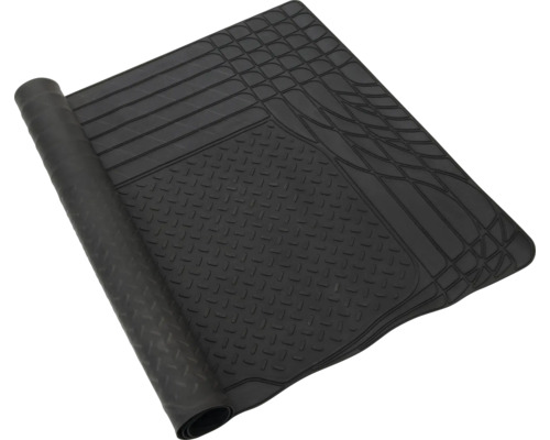 Čierna gumová rohož so stočeným koncom a štruktúrovaným dizajnom