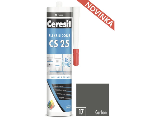 Ceresit Flexsilicone CS 25 sanitárny a obkladový silikón, farba Carbon