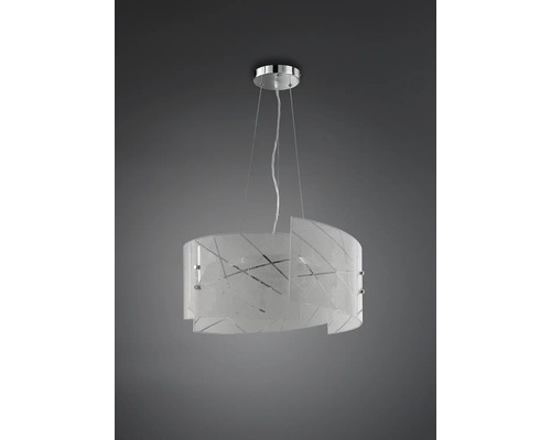 Závesné svietidlo so skleneným tienidlom a chrómovaným zavesením