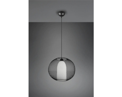 Závesné svietidlo s guľovitým tienidlom z kovovej mriežky