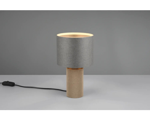 Stolná lampa s tienidlom a drevenou nohou