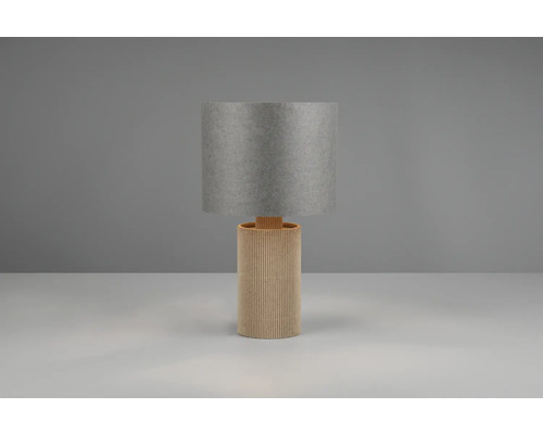 Stolná lampa s tienidlom a drevenou základňou