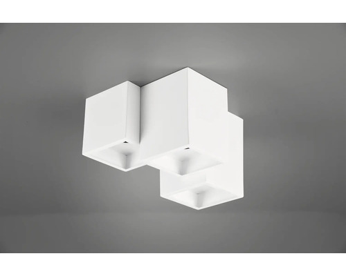 Biele stropné svietidlo s tromi kubickými tienidlami