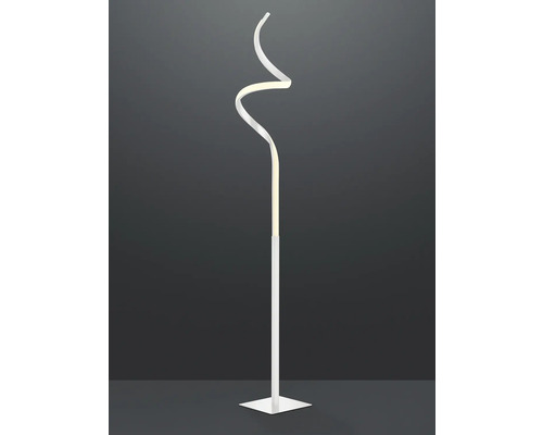 Biela LED stojaca lampa so zakriveným dizajnom