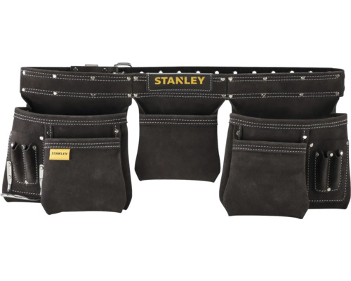 Kožený opasok na náradie Stanley s niekoľkými vreckami a držiakmi