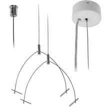 Závesný systém pre svietidlá s oceľovými lankami a upevňovacími prvkami