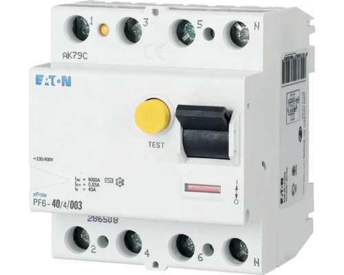 Prúdový chránič EATON TYP A 4P 40A 6kA 30mA Prúdový chránič Eaton