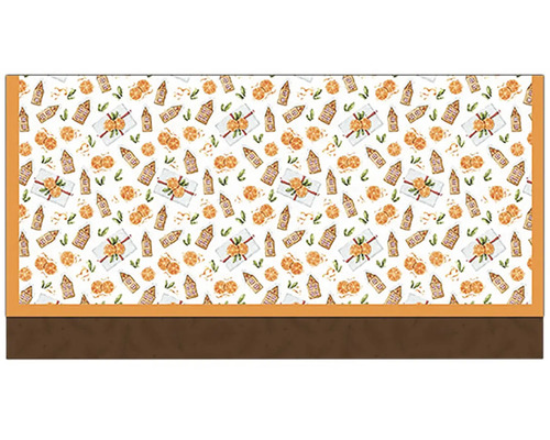 Dekoratívne voskované plátno so vzorom darčekov a pomarančov