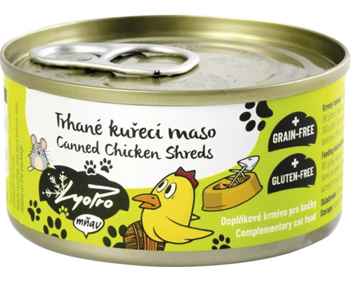 Lyotro krmivo pre mačky s kuracím mäsom v konzerve