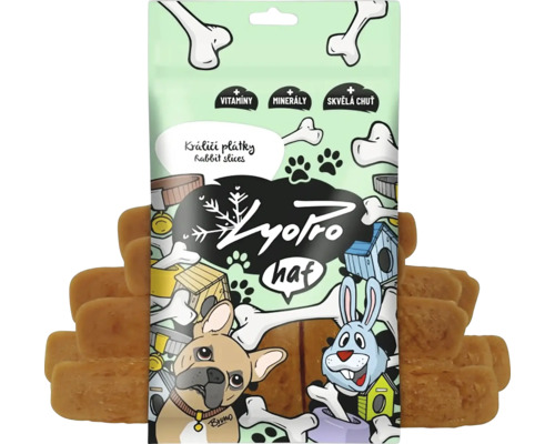 Lyotro pochúťka pre psov králičie plátky balenie