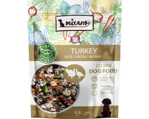 Varené krmivo pre psy Mixano s morčacím mäsom