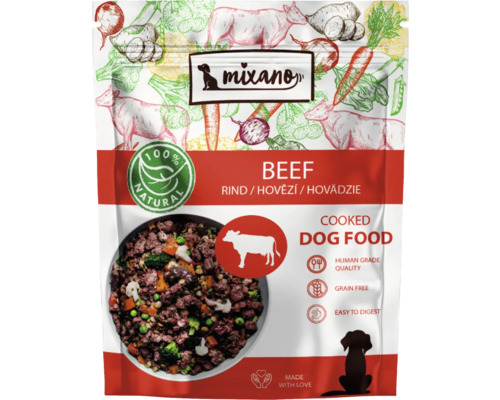 Mixano hovädzie krmivo pre psov, varené