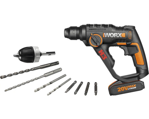 Akumulátorové vŕtacie kladivo so súpravou vrtákov a bitov