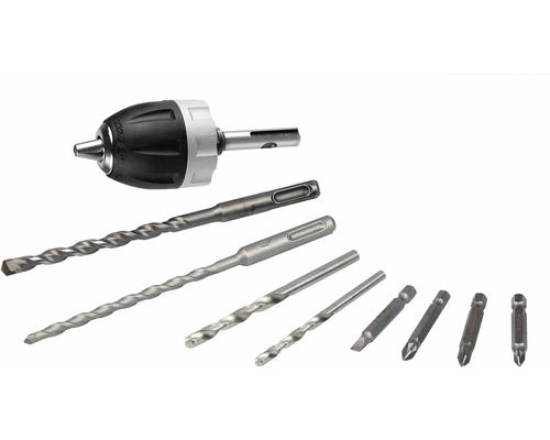 Príslušenstvo k vŕtačke s vŕtacou hlavou, vrtáky do kameňa a skrutkovacie bity