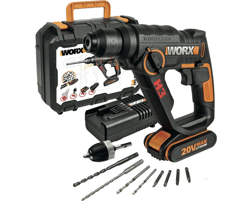 Kladivo WORX so súpravou vrtákov, batériou, nabíjačkou a puzdrom