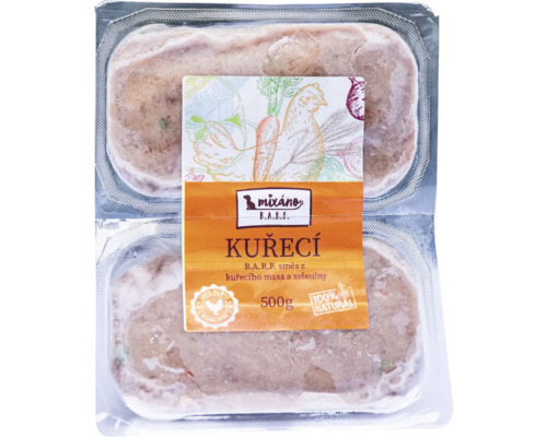 Krmivo pre psov Mixáno BARF kura Kuracie krmivo Mixano Barf v 500-gramovom balení
