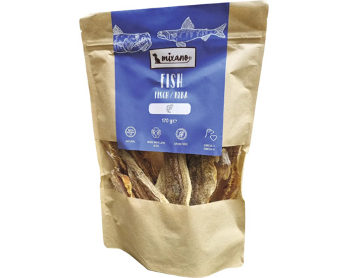 Maškrta pre psov Mixáno sušená RYBA 170g Mixano rybia pochúťka pre psov, 170 gramové balenie