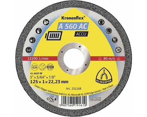 Rezný kotúč s označením Kronenflex A 560 AC ACCU