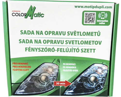 Základná sada na renováciu rozptylových difuzérov svetlometu ColorMatic Balenie súpravy na opravu svetlometov Color Matic