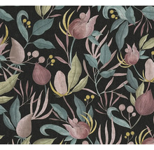 Vzor tapety s kvetmi a listami na tmavom pozadí