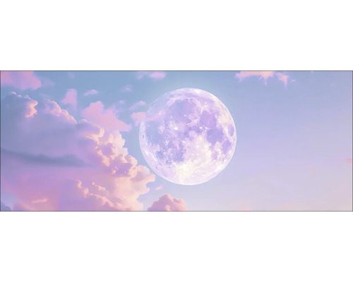 Sklenený obraz Moon In Pink Clouds 30x80 cm Scéna s mrakmi a mesiacom