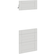 Dvoje biele nábytkové dvierka s lamelovou štruktúrou