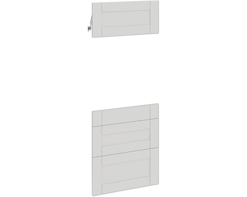 Dvoje biele nábytkové dvierka s lamelovou štruktúrou