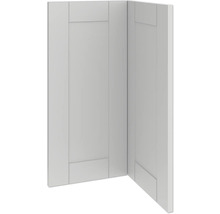 Rohový pohľad na dvoje kuchynské dvierka v kazetovom štýle