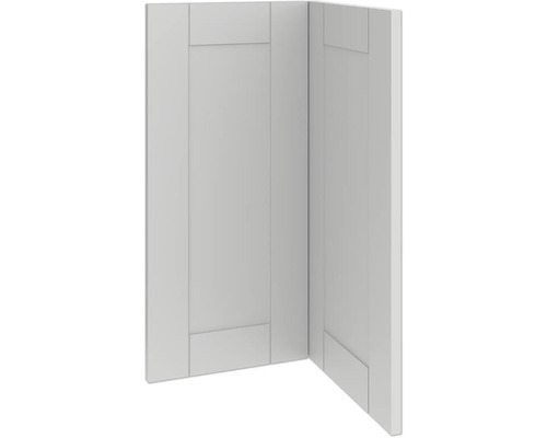 Rohový pohľad na dvoje kuchynské dvierka v kazetovom štýle